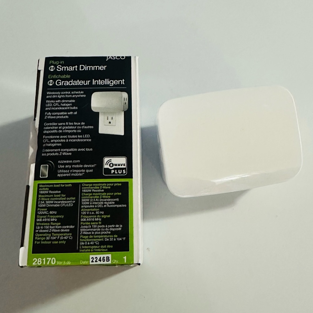 Jasco White Smart Dimmer Plug-In